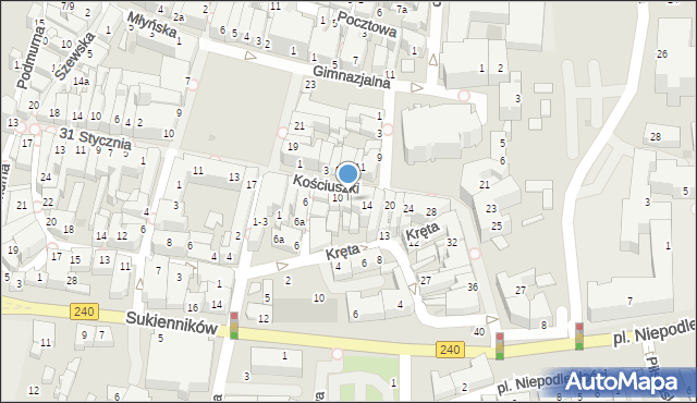 Chojnice, Kościuszki Tadeusza, gen., 12, mapa Chojnic
