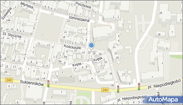 Chojnice, Kościuszki Tadeusza, gen., 22, mapa Chojnic