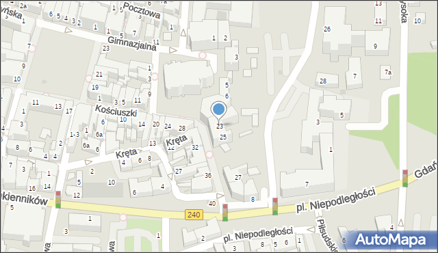 Chojnice, Kościuszki Tadeusza, gen., 23, mapa Chojnic