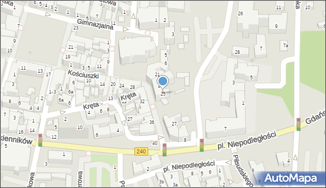 Chojnice, Kościuszki Tadeusza, gen., 25, mapa Chojnic