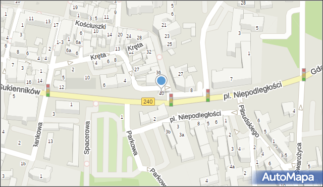 Chojnice, Kościuszki Tadeusza, gen., 40, mapa Chojnic