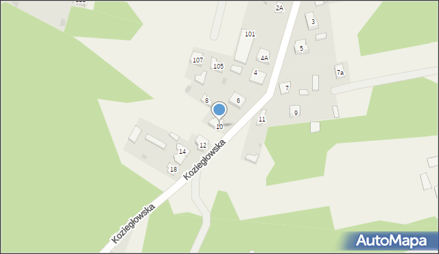 Choroń, Koziegłowska, 10, mapa Choroń