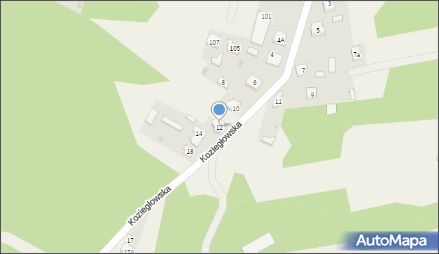 Choroń, Koziegłowska, 12, mapa Choroń