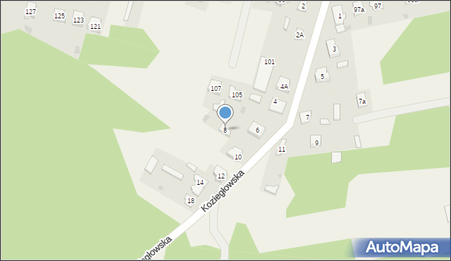 Choroń, Koziegłowska, 8, mapa Choroń