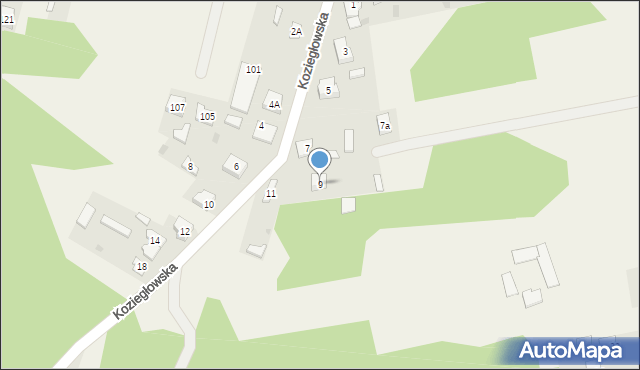 Choroń, Koziegłowska, 9, mapa Choroń
