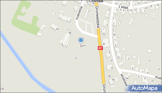 Chorzele, Kościelna, 1A, mapa Chorzele