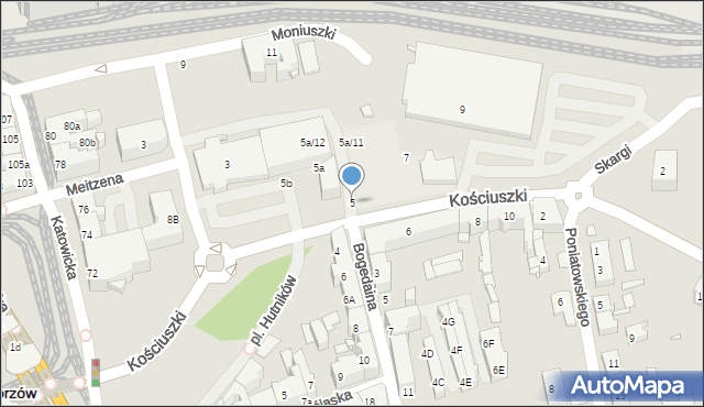 Chorzów, Kościuszki Tadeusza, gen., 5, mapa Chorzów