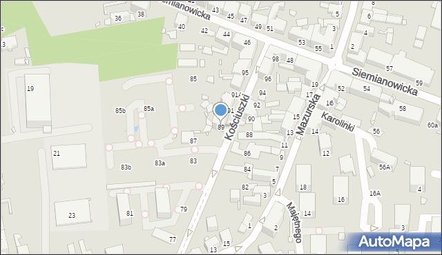 Chorzów, Kościuszki Tadeusza, gen., 89, mapa Chorzów