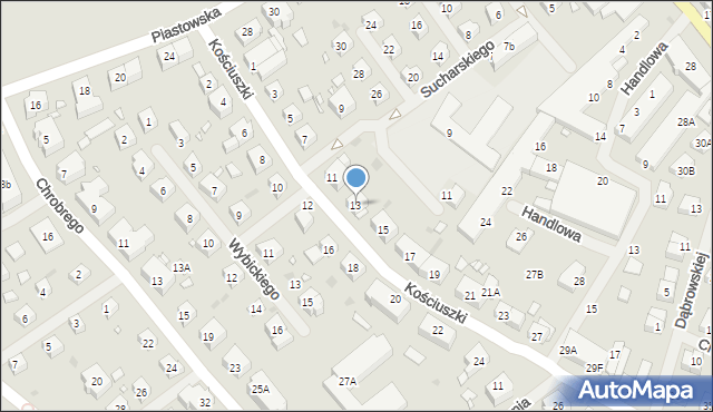 Choszczno, Kościuszki Tadeusza, gen., 13, mapa Choszczno