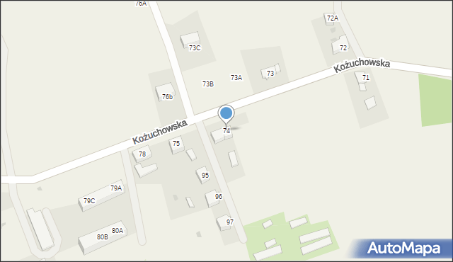 Chotków, Kożuchowska, 74, mapa Chotków