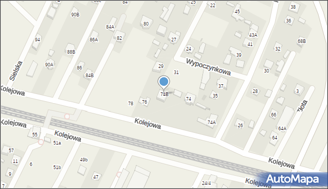 Chotomów, Kolejowa, 74B, mapa Chotomów