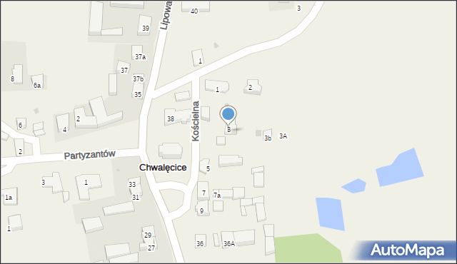 Chwalęcice, Kościelna, 3A, mapa Chwalęcice