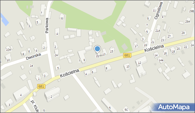 Ciechanowiec, Kościelna, 11, mapa Ciechanowiec