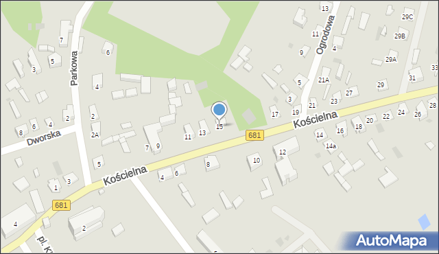 Ciechanowiec, Kościelna, 15, mapa Ciechanowiec