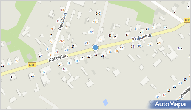 Ciechanowiec, Kościelna, 24, mapa Ciechanowiec