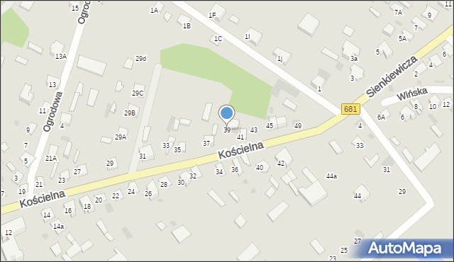 Ciechanowiec, Kościelna, 39, mapa Ciechanowiec
