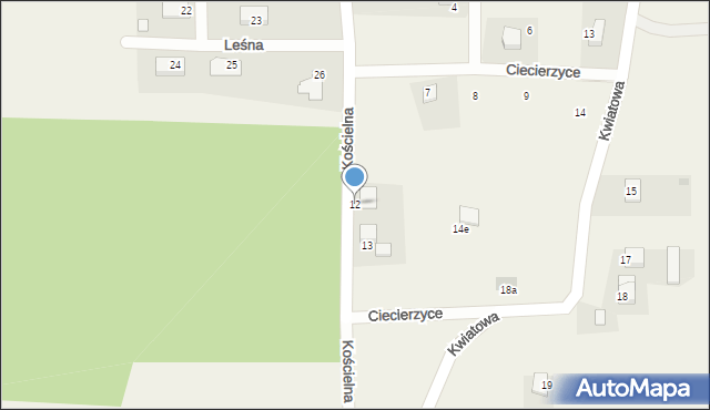 Ciecierzyce, Kościelna, 12, mapa Ciecierzyce
