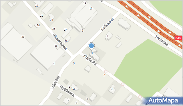 Ciele, Kościelna, 3, mapa Ciele