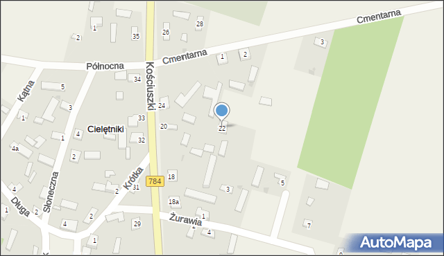 Cielętniki, Kościuszki Tadeusza, gen., 22, mapa Cielętniki