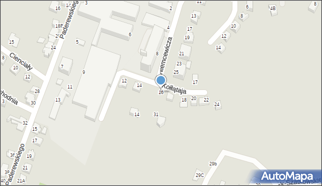 Cieszyn, Kołłątaja Hugo, 16, mapa Cieszyna