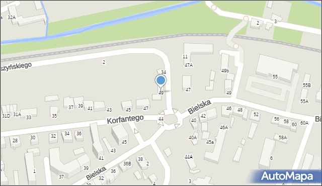 Cieszyn, Korfantego Wojciecha, 49, mapa Cieszyna