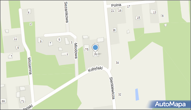 Ćmińsk, Kobylaki, 77, mapa Ćmińsk