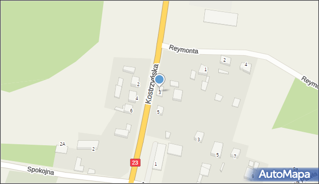 Cychry, Kostrzyńska, 3, mapa Cychry