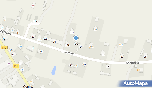 Cyców, Kościelna, 17B, mapa Cyców