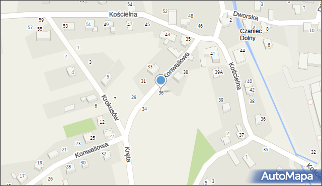 Czaniec, Konwaliowa, 36, mapa Czaniec