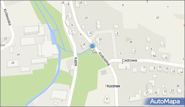 Czaniec, Kościelna, 13, mapa Czaniec