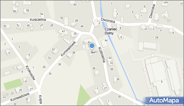 Czaniec, Kościelna, 39A, mapa Czaniec