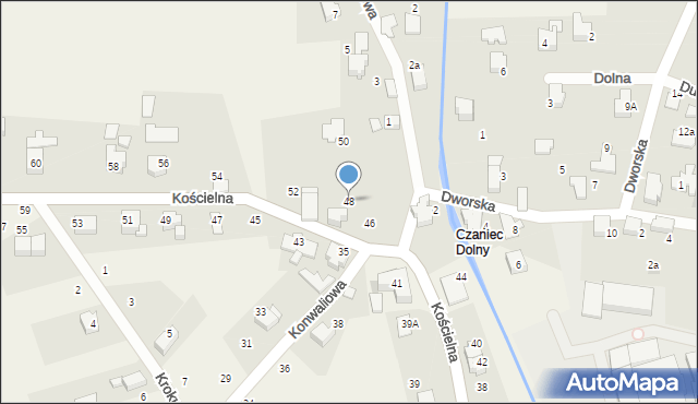 Czaniec, Kościelna, 48, mapa Czaniec