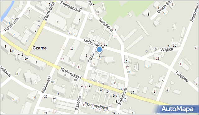 Czarne, Kościelna, 6, mapa Czarne