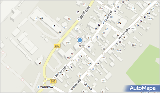 Czarnków, Kościuszki Tadeusza, gen., 59, mapa Czarnków