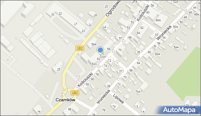 Czarnków, Kościuszki Tadeusza, gen., 61a, mapa Czarnków