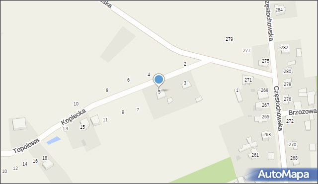Czarny Las, Kopiecka, 5, mapa Czarny Las