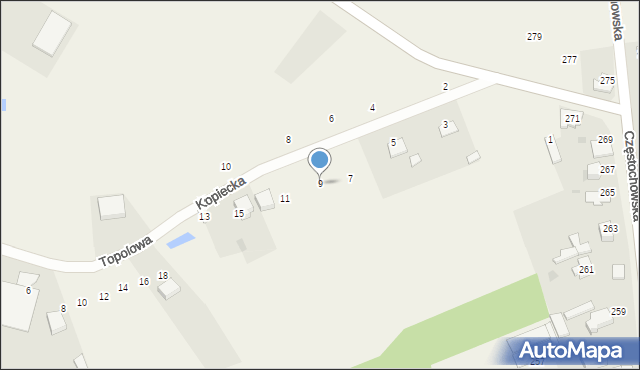 Czarny Las, Kopiecka, 9, mapa Czarny Las