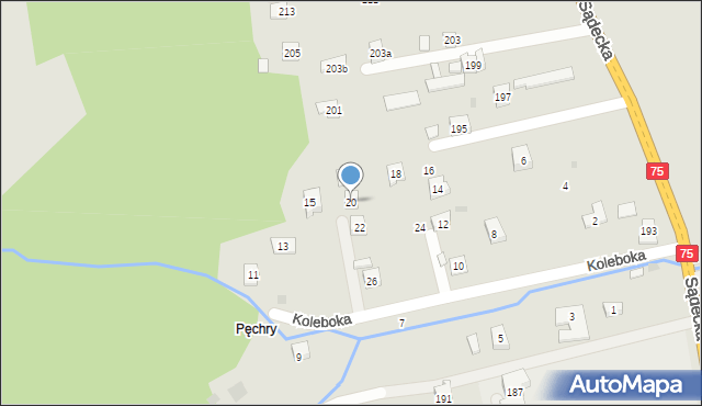 Czchów, Koleboka Franciszka, ks., 20, mapa Czchów