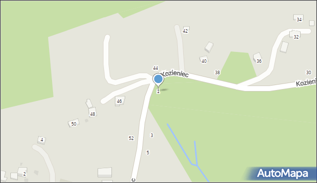Czchów, Kozieniec, 1, mapa Czchów