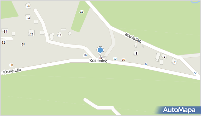 Czchów, Kozieniec, 14, mapa Czchów