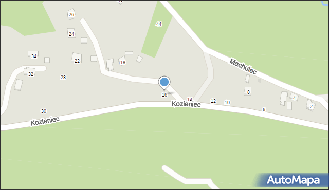 Czchów, Kozieniec, 16, mapa Czchów