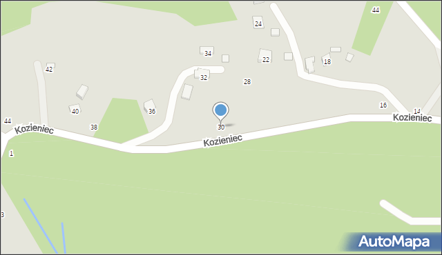 Czchów, Kozieniec, 30, mapa Czchów