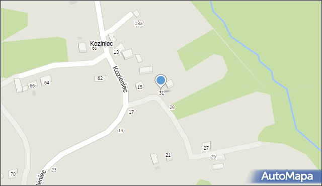 Czchów, Kozieniec, 31, mapa Czchów