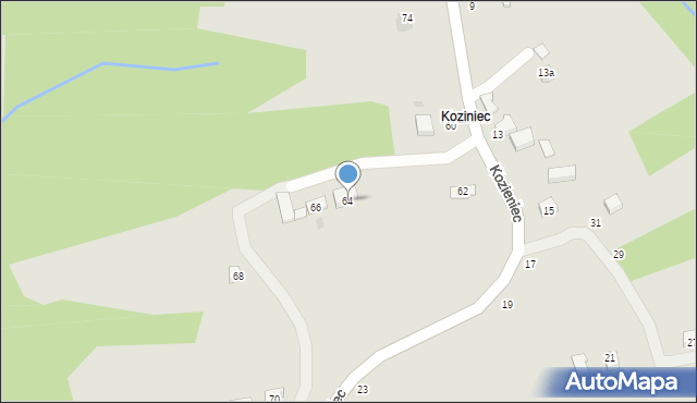 Czchów, Kozieniec, 64, mapa Czchów