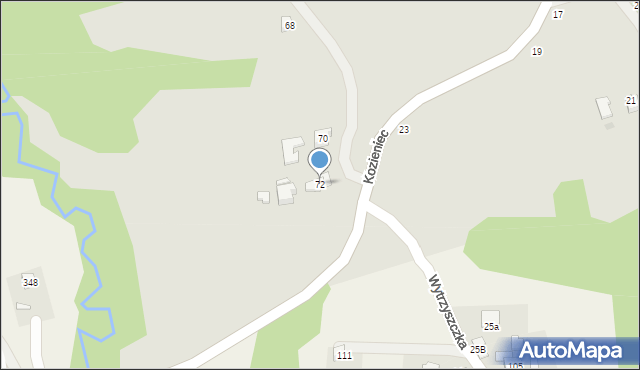 Czchów, Kozieniec, 72, mapa Czchów