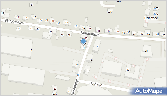 Czechowice-Dziedzice, Kochanowskiego Jana, 11, mapa Czechowic-Dziedzic