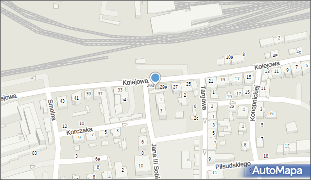 Czechowice-Dziedzice, Kolejowa, 29c, mapa Czechowic-Dziedzic