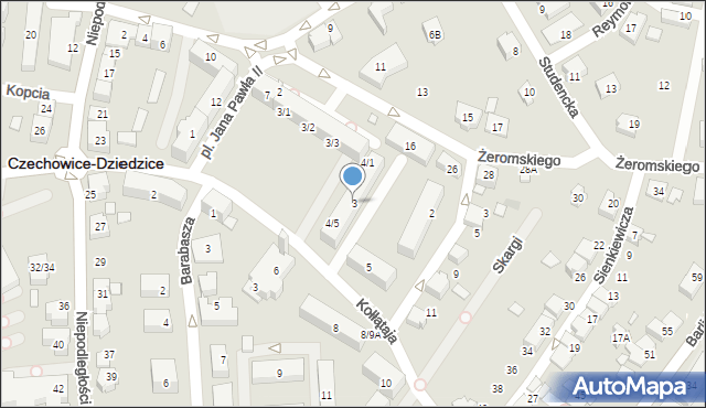 Czechowice-Dziedzice, Kołłątaja Hugo, 3, mapa Czechowic-Dziedzic