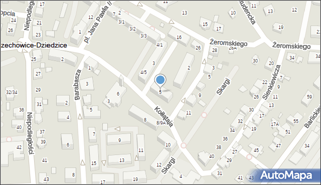 Czechowice-Dziedzice, Kołłątaja Hugo, 5, mapa Czechowic-Dziedzic