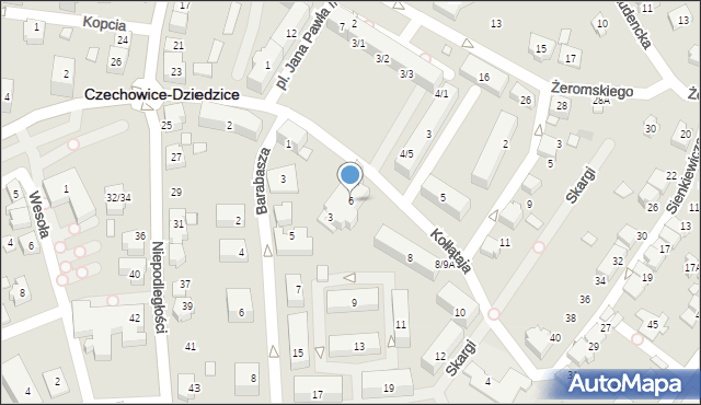 Czechowice-Dziedzice, Kołłątaja Hugo, 6, mapa Czechowic-Dziedzic